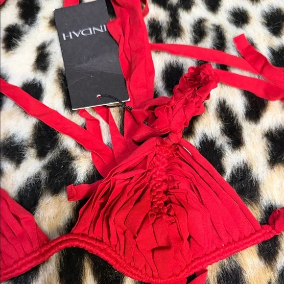 Indah Red Strappy Triangle Bikini Set - Picture 3 of 3